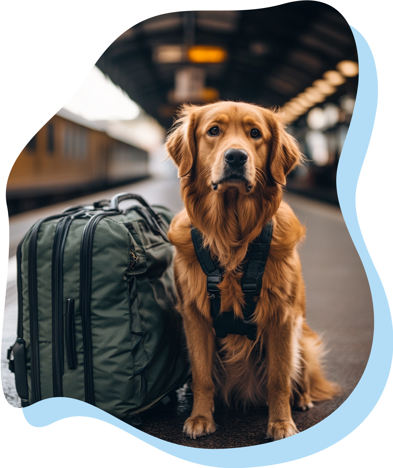 Dog ready for travel