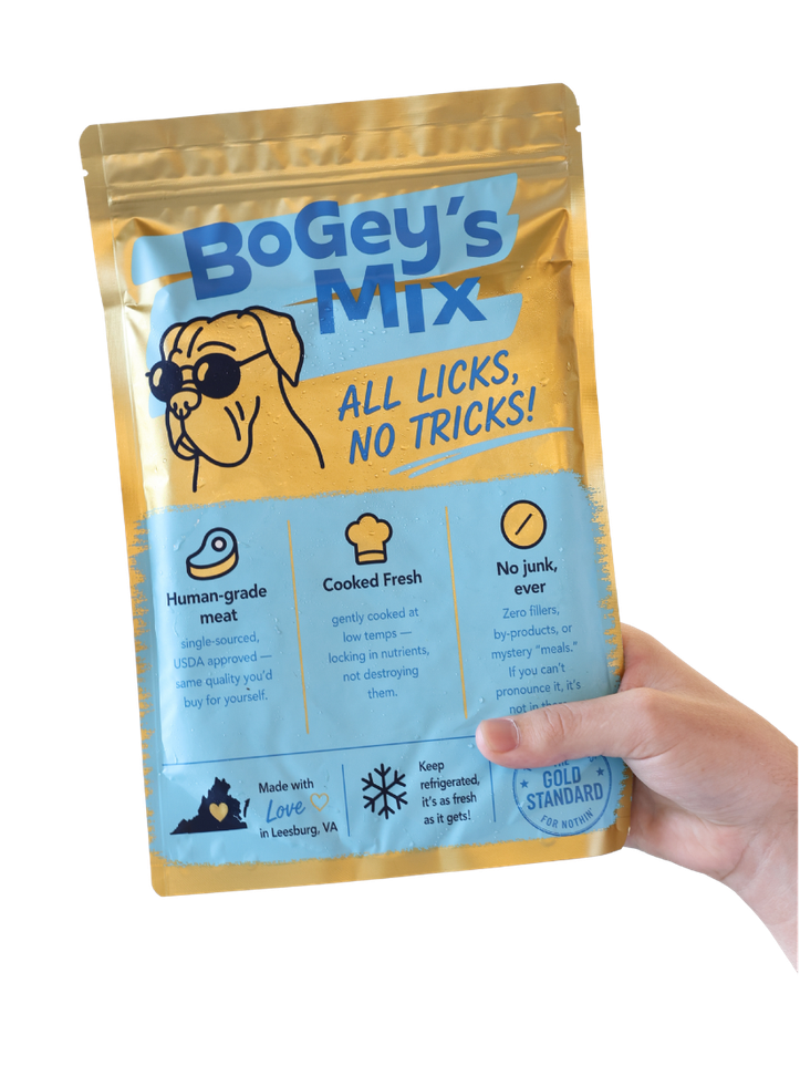 A cold Bogey's Mix pack, fresh from delivery, held in hand