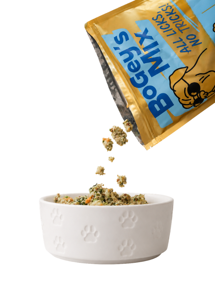 Bogey's Mix pouring from the pack into a bowl